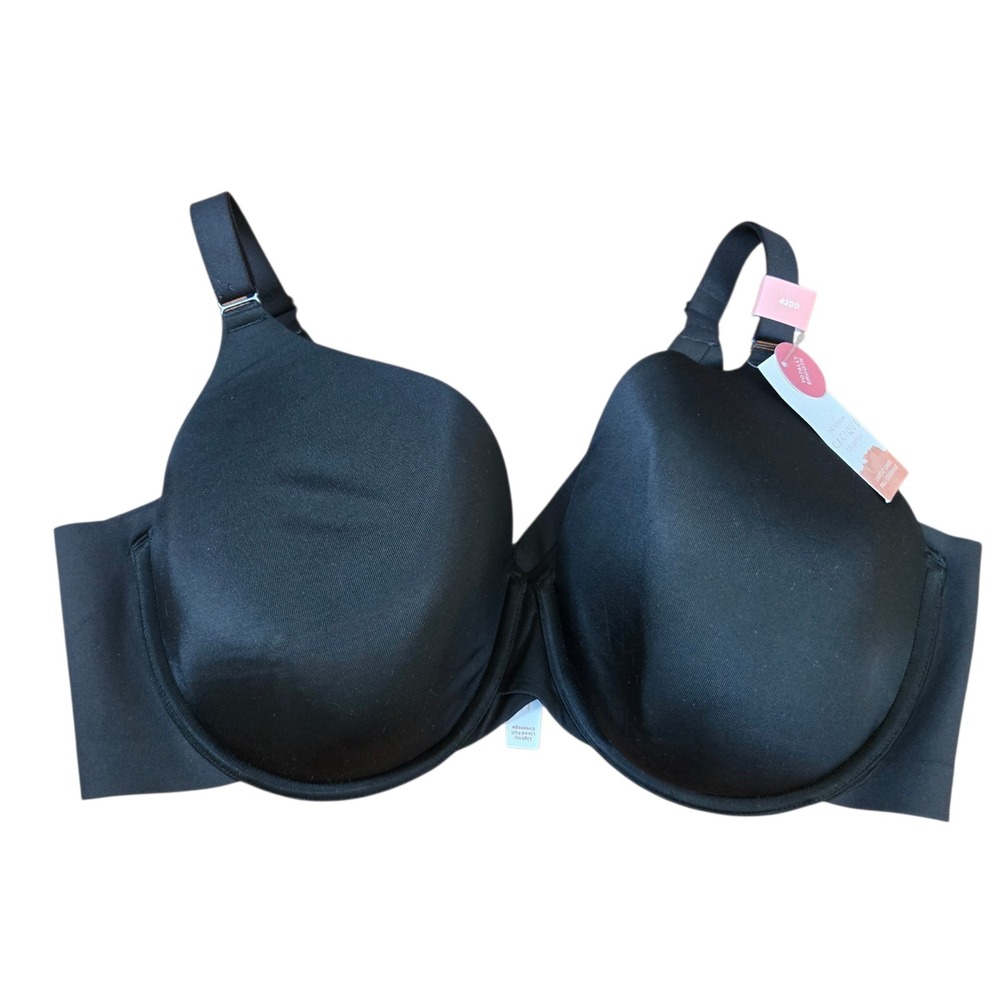 NWT Cacique Black Totally Smooth Lightly Lined Full Coverage Bra 42DD